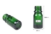 Зелена бутилка за етерични масла 5 мл, с гърловина PP18 Зелена бутилка за етерични масла 5 мл, с гърловина PP18-изображение_размери