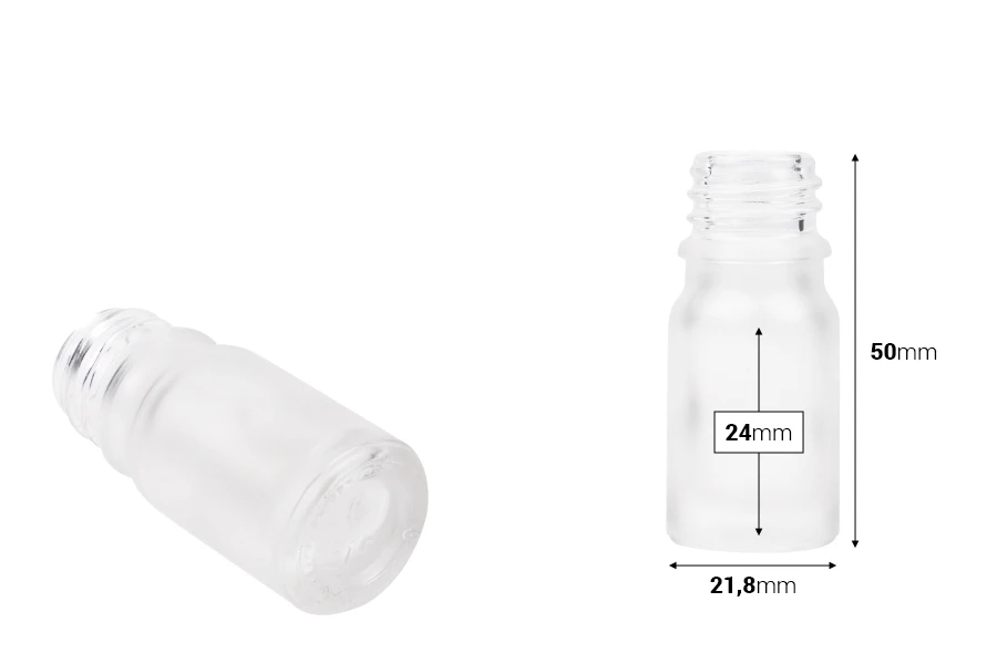 Стъклена Матова бутилка 5 мл за етерични масла Стъклена Матова бутилка 5 мл за етерични масла-изображение_размери