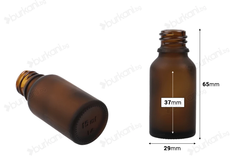 Стъклена кафява матова бутилка за етерични масла  15 ml (PP 18)-изображение_размери