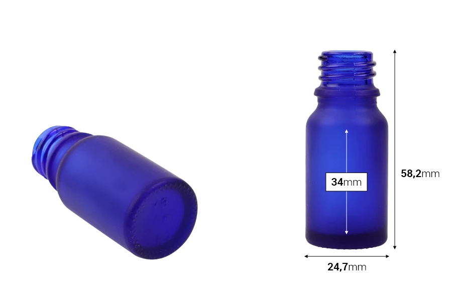 Стъклена синя матова бутилка 10 мл за етерични масла Стъклена синя матова бутилка 10 мл за етерични масла-изображение_размери