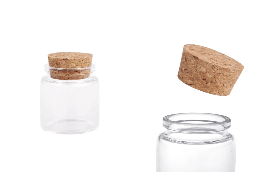 Малки стъклени шишета с коркова тапа 50 мл, с размер  47x50-изображение_продукт