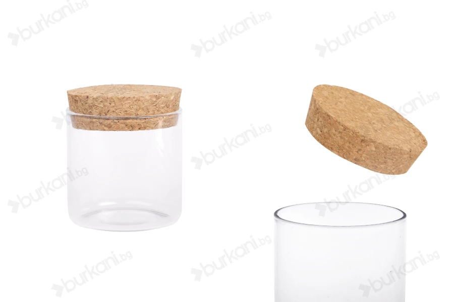 Стъклен буркан за свещи с тапа, с размери  60x60 mm-изображение_продукт