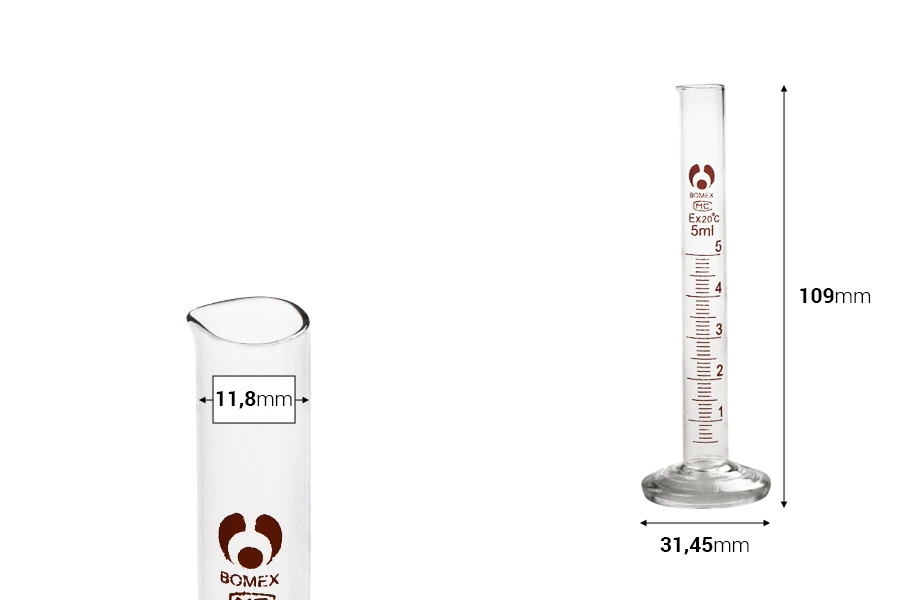 Стъклена епруветка 5 мл-изображение_размери