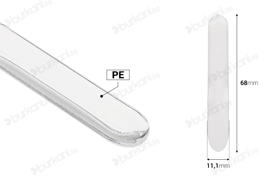 Пластмасова прозрачна шпатула (PE) 68 mm - 50 бр/опаковка-изображение_размери