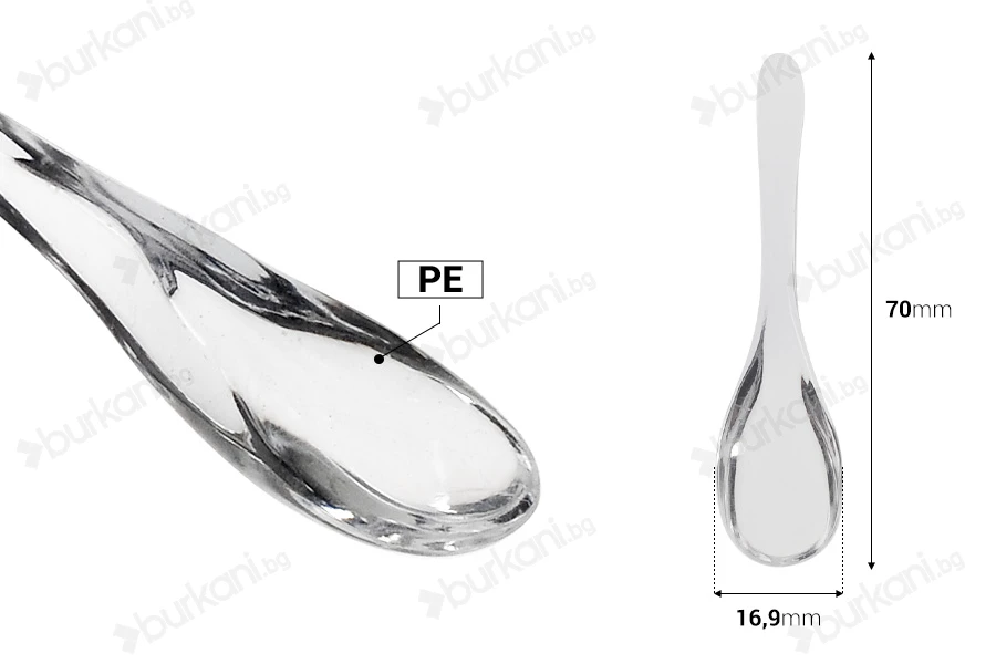Пластмасова прозрачна шпатула за крем PE 70 mm  - 12 бр.-изображение_размери