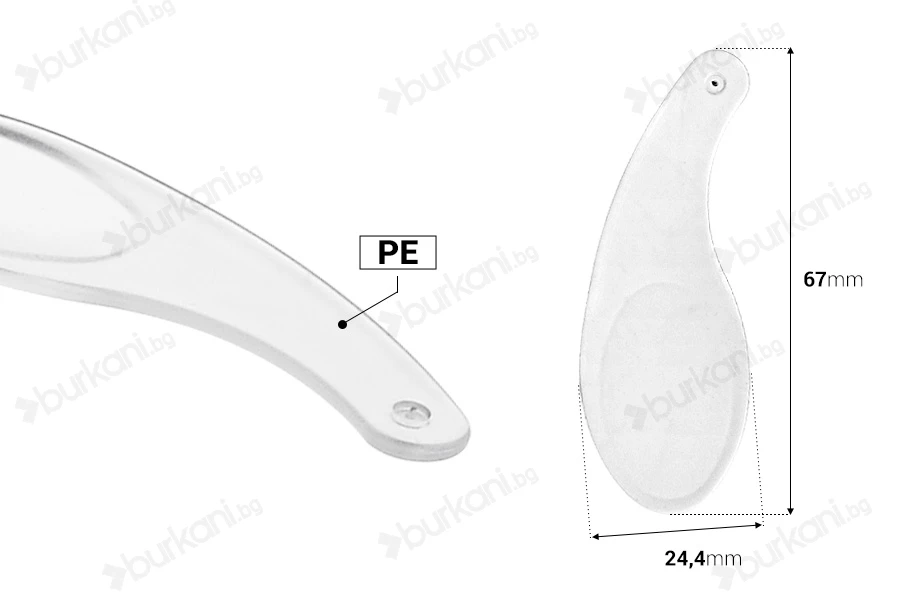Пластмасова прозрачна шпатула 67 mm - 12 бр.-изображение_размери