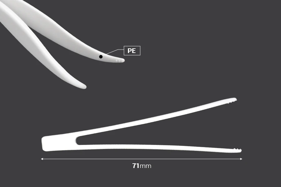 Пластмасови пинсети (PE) бели 71 мм - 24 бр-изображение_размери