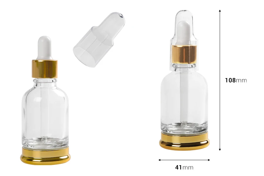 Стъклена бутилка 30 мл с капкомер с прозрачна капачка-изображение_размери