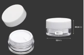 Пластмасов акрилен буркан за крем 15 мл с бяла капачка и уплътнител - 6 бр.-изображение_размери