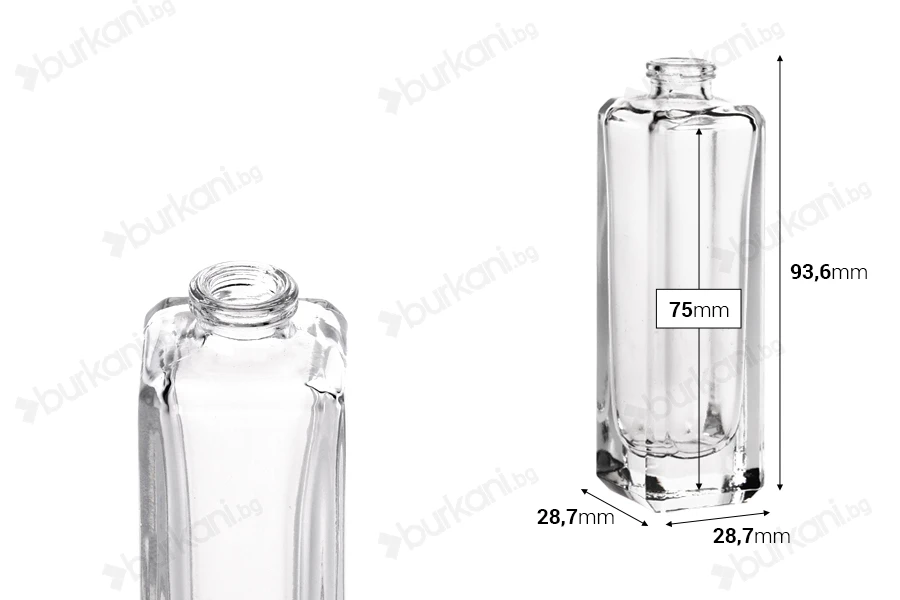 Стъклена бутилка за парфюм 30 ml Кримп - 15 мм-изображение_размери