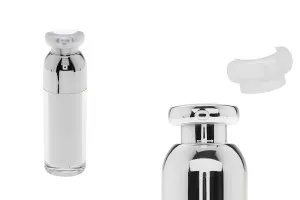 Пластмасова бутилка Airless 30 ml  Акрилен  ( вътрешно прозрачна и външно бяла) със помпа и капачка-1