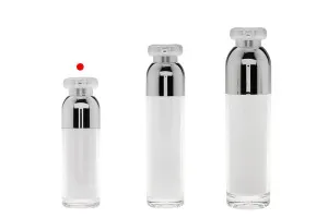 Пластмасова бутилка Airless 30 ml  Акрилен  ( вътрешно прозрачна и външно бяла) със помпа и капачка-6