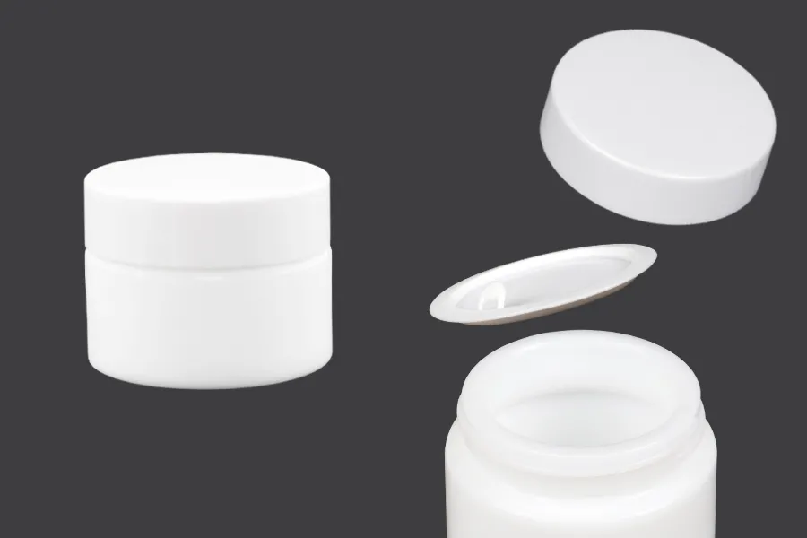 Стъклено бяло бурканче 30 мл за крем с капачка и с уплътнител-изображение_продукт