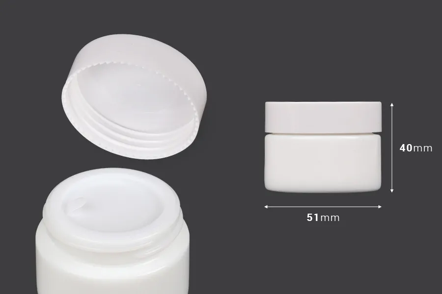 Стъклено бяло бурканче 30 мл за крем с капачка и с уплътнител-изображение_размери