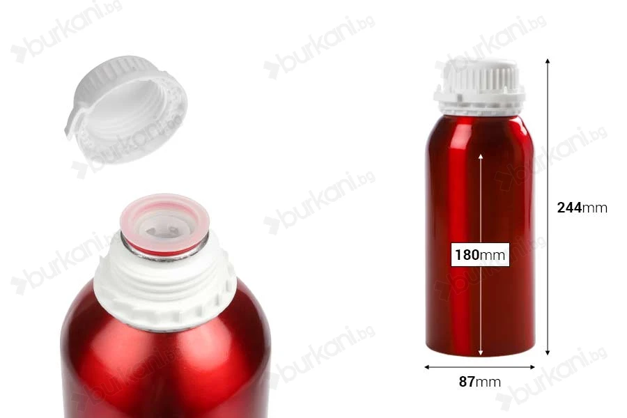 Aлуминиева бутилка 1000 ml с капачка за съхраняване  на есенции, парфюми и др.-изображение_размери