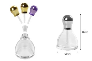 Стъклена бутилка от 50 ml с капкомер, с цедка и с капачка-2