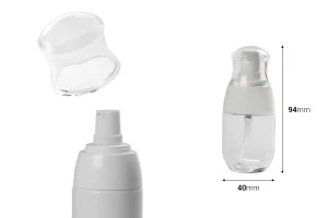 Пластмасова бутилка PET  30 ml с бяла лосион  помпа и прозрачна капачка-2