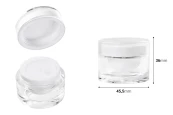 Луксозна кръгла акрилна кутийка за крем 10 мл с пластмасова  капачка и  вътрешен уплътнител - 12 бр.-изображение_размери