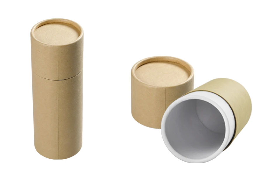 Кафява  крафт кутия (вътрешно бяла), цилиндрична с размери  59.6x165 mm за бутилки - 12 бр-изображение_продукт