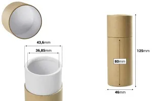 Кафява крафт кутия (вътрешно бяла), цилиндрична с размери  46x125 mm за бутилки - 12 бр-2
