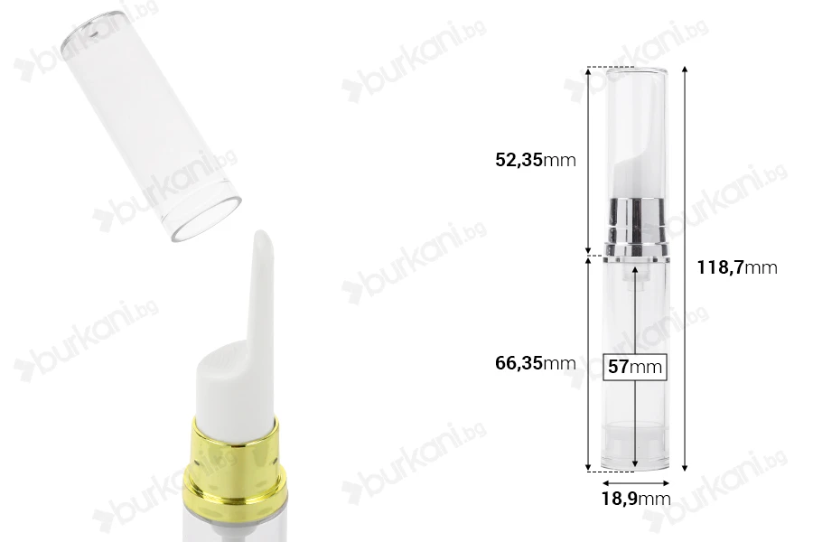 Пластмасова прозрачна бутилка за серуми Airless 10 ml-изображение_размери