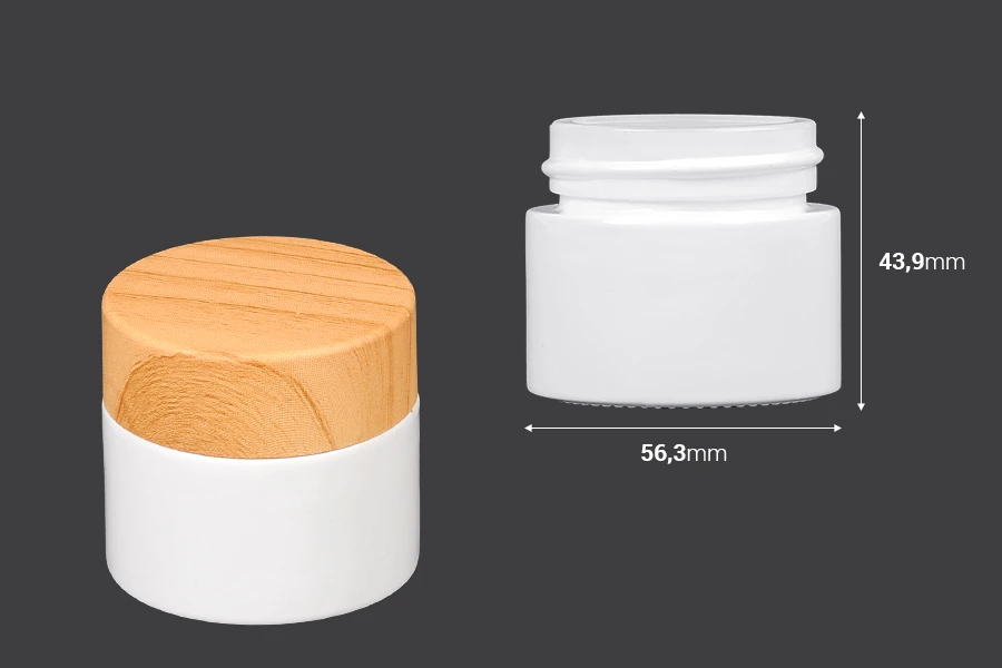 Стъклен бял буркан 50 мл за крем без капачка -изображение_размери