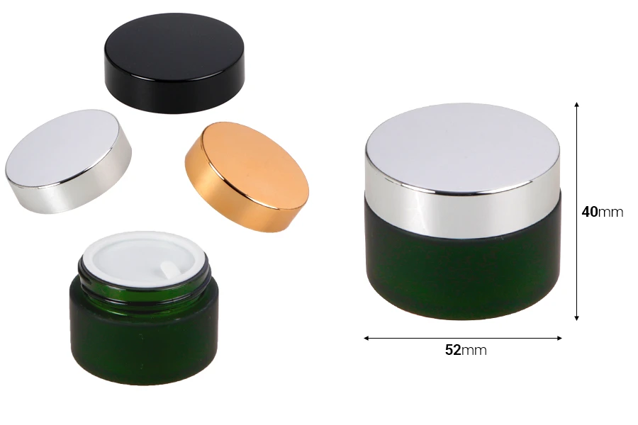 Стъклен матов зелен буркан 30 мл с капачка с уплътнител-изображение_размери