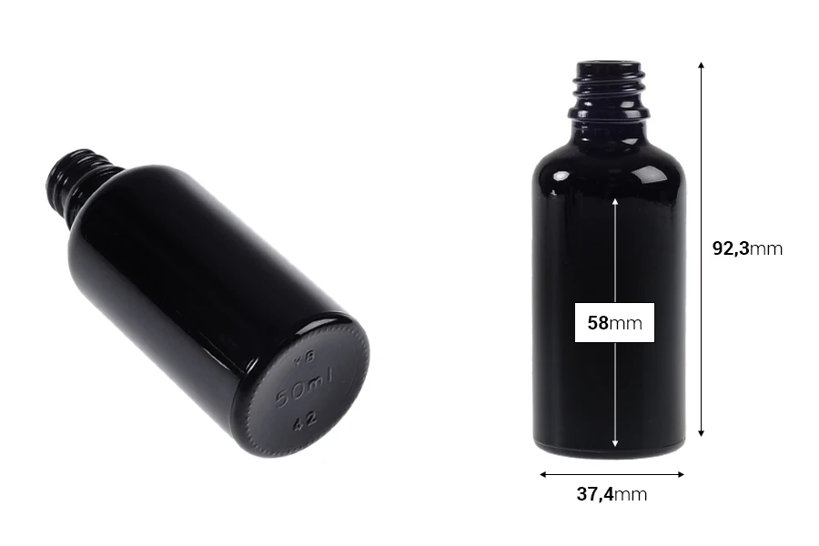 Стъклена черна бутилка за етерични масла 50 ml  PP18