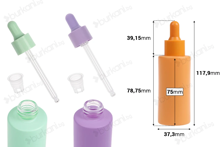 Shishe qelqi 50 ml me pikatore në ngjyrat pastel MAT-изображение_размери
