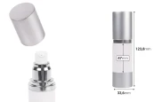 Бутилка airless 30 ml за крем ( бяло тяло, капака и основа сребро алуминиево) Бутилка airless 30 ml за крем ( бяло тяло, капака и основа сребро алуминиево)