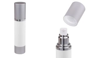 Бутилка Airless 50 ml (бяло тяло, с капачка алуминиева)-1