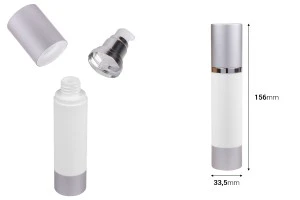 Бутилка Airless 50 ml (бяло тяло, с капачка алуминиева)-2