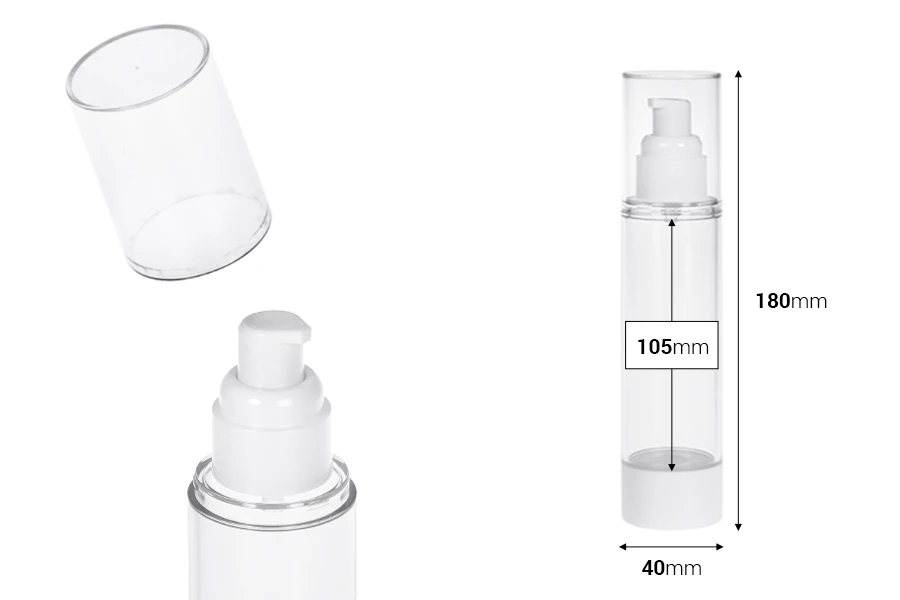 Пластмасова акрилна бутилка тип Airless 100 мл-изображение_размери