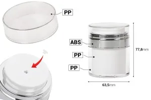 Пластмасов акрилен буркан 50 мл тип Airless с прозрачна капачка-2