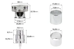Спрей с луксозна прозрачна капачка за бутилки за парфюми Кримп 15 мм-изображение_размери