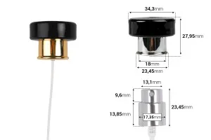 Луксозен спрей пулверизатор за бутилки Кримп 15 мм -изображение_размери