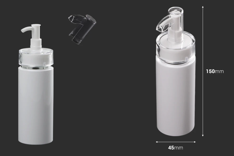 Пластмасова бутилка 120 мл с помпа за крем и капачка ПП24-изображение_размери