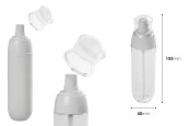 Пластмасова PET бутилка 100 ml с бяла помпа и прозрачна капачка Пластмасова PET бутилка 100 ml с бяла помпа и прозрачна капачка