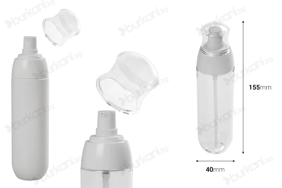 Пластмасова PET бутилка 100 ml с бяла помпа и прозрачна  капачка-изображение_размери