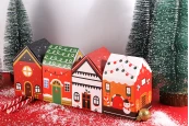 Хартиена коледна подаръчна кутия 85х85х140 мм във формата на къщичка - 10 бр.-изображение_група