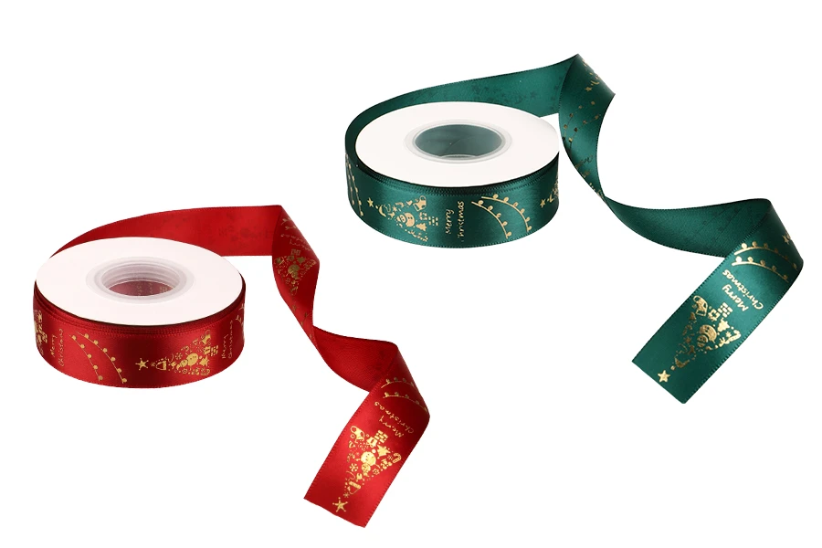 Коледна панделка 25мм х 22.86м, предлага се в червен и зелен цвят-изображение_продукт