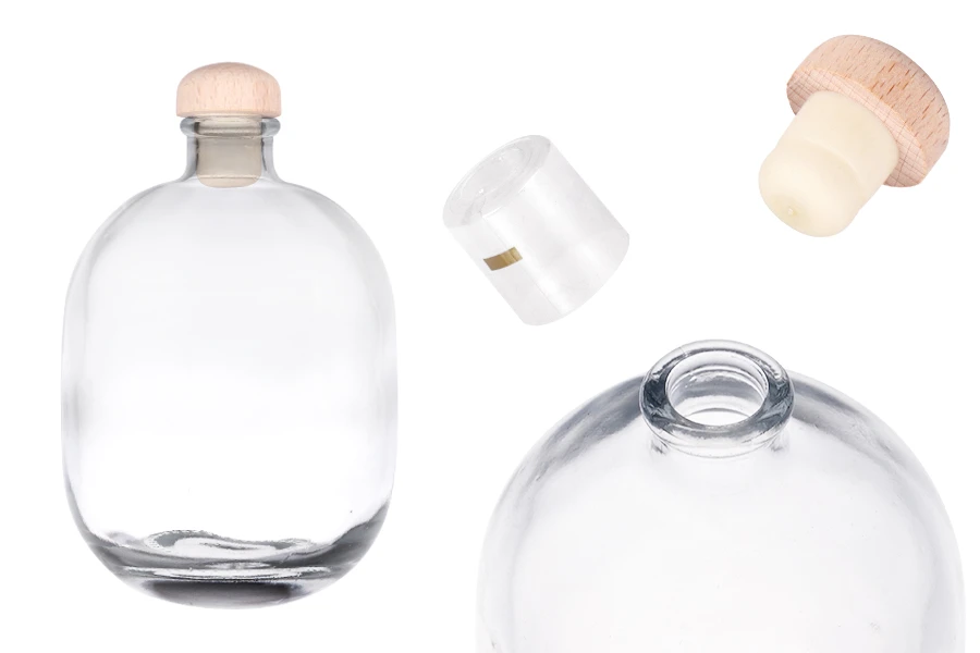 Стъклена елегантна бутилка 500 мл с тапа и капсула-изображение_продукт