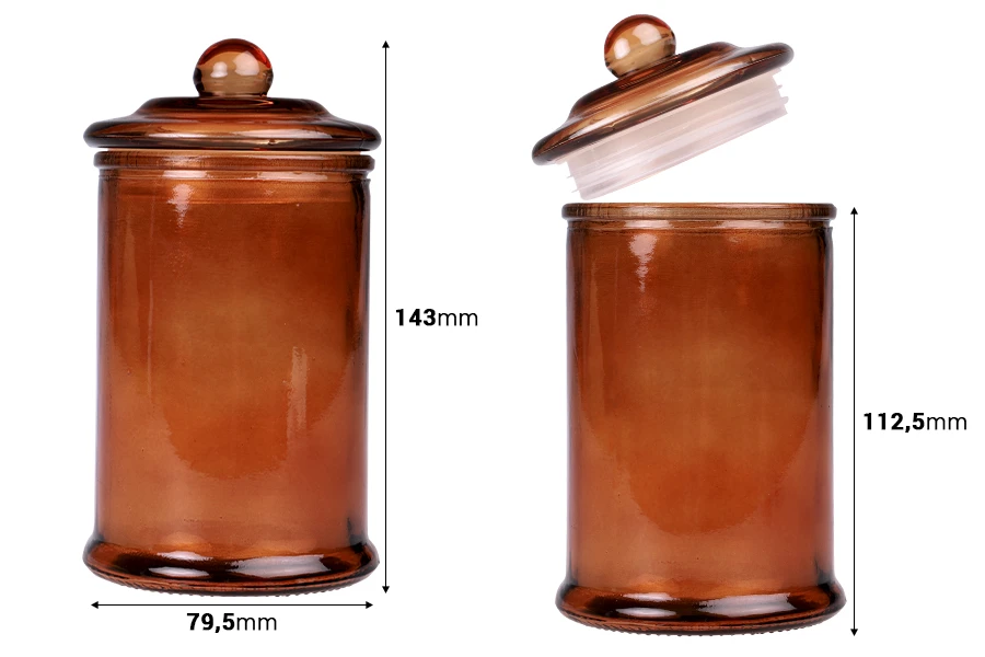 Стъклен карамелен буркан 350 мл със стъклена херметическа капачка Стъклен карамелен буркан 350 мл със стъклена херметическа капачка-изображение_размери