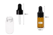 Стъклена бутилка 3 мл с капкомер - 12 бр.-изображение_размери