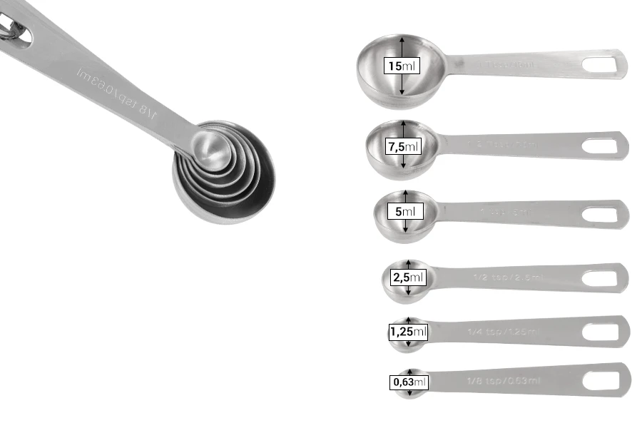 Мерителни лъжички - неръждаема стомана - 6 бр.-изображение_размери