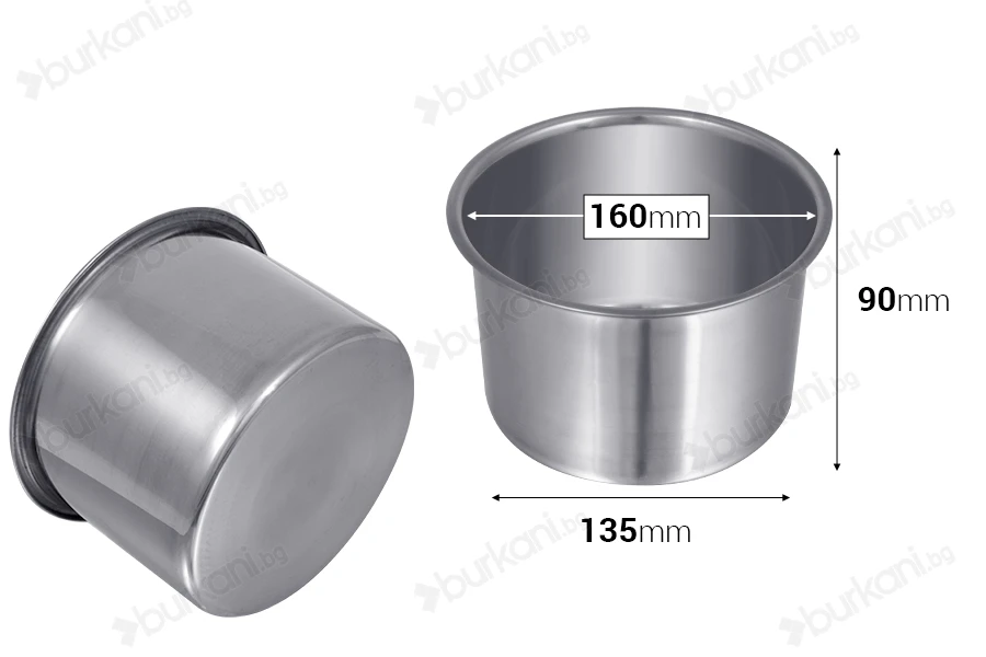 Метален иноксов съд за водна баня "Bain Marie" -160 mm-изображение_размери