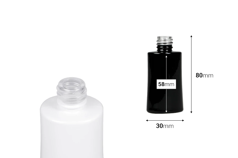 Стъклена овална бяла или черна бутилка за парфюм 30 ml 18/415 Стъклена овална бяла или черна бутилка за парфюм 30 ml 18/415