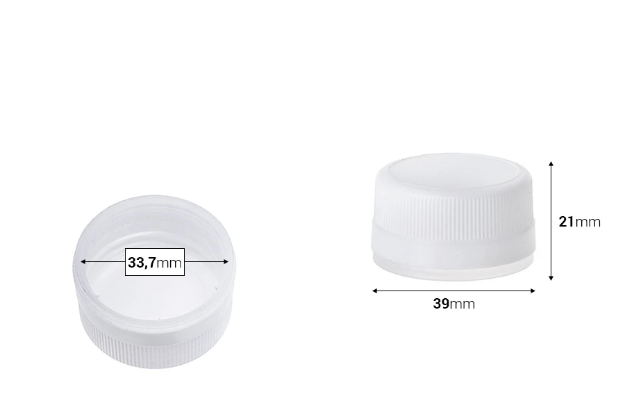 Бяла пластмасова капачка със защитен пръстен PP 35-изображение_размери