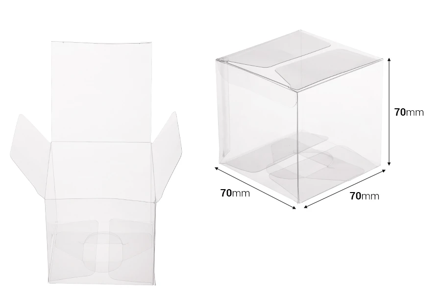 Сгъваема прозрачна PET кутия 70x70x70 мм - 50 бр Сгъваема прозрачна PET кутия 70x70x70 мм - 50 бр