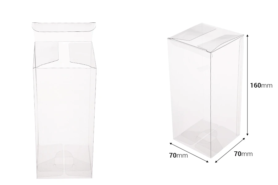 Сгъваема прозрачна PET кутия 70x70x160 mm - 50 бр. Сгъваема прозрачна PET кутия 70x70x160 mm - 50 бр.